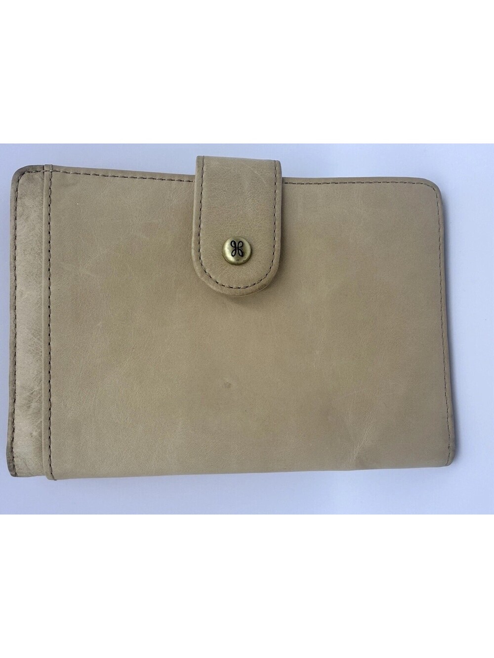 Hobo Cream Leather Wallet Billfold Floral Interior Vtg